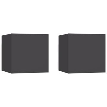 Wall Mounted TV Cabinets 2 pcs Grey 30.5x30x30 cm