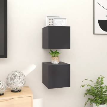 Wall Mounted TV Cabinets 2 pcs Grey 30.5x30x30 cm