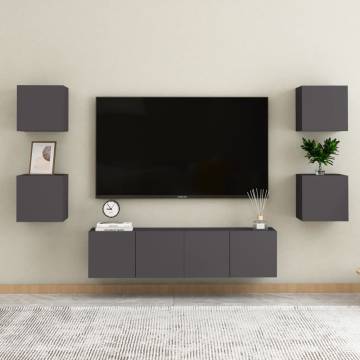 Wall Mounted TV Cabinets 2 pcs Grey 30.5x30x30 cm