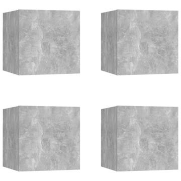 Wall Mounted TV Cabinets 4 pcs Concrete Grey 30.5x30x30 cm