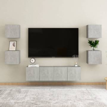 Wall Mounted TV Cabinets 4 pcs Concrete Grey 30.5x30x30 cm