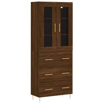 Highboard Brown Oak 69.5x34x180 cm Engineered Wood