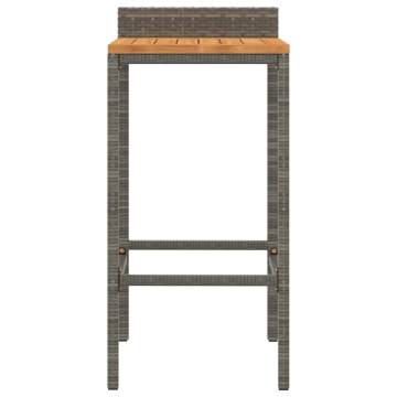 Bar Stools 4 pcs Grey Poly Rattan and Solid Wood Acacia