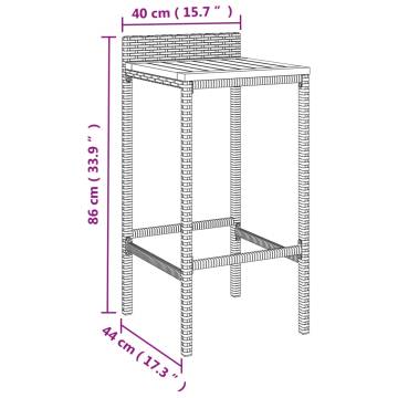 Bar Stools 4 pcs Grey Poly Rattan and Solid Wood Acacia