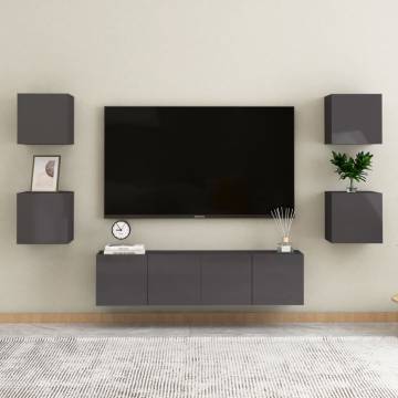 Wall Mounted TV Cabinets 2 pcs High Gloss Grey 30.5x30x30 cm