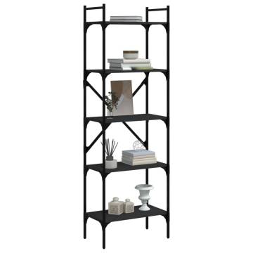 Bookcase 5-Tier Black 56x31.5x174 cm Engineered Wood