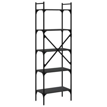 Bookcase 5-Tier Black 56x31.5x174 cm Engineered Wood