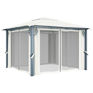 Gazebo with Curtain 300x300 cm Cream Aluminium