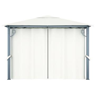 Gazebo with Curtain 300x300 cm Cream Aluminium