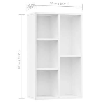 Book Cabinet/Sideboard White 50x25x80 cm Engineered Wood