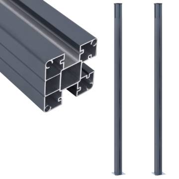 Fence Posts 2 pcs Dark Grey 185 cm Aluminium