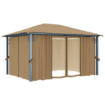 Gazebo with Curtain 400x300 cm Taupe Aluminium