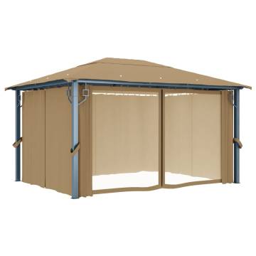 Gazebo with Curtain 400x300 cm Taupe Aluminium