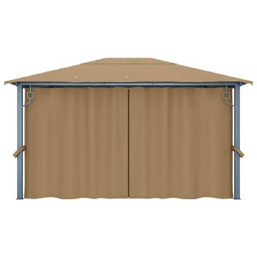 Gazebo with Curtain 400x300 cm Taupe Aluminium