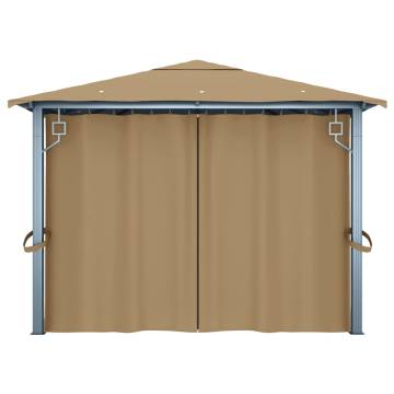 Gazebo with Curtain 400x300 cm Taupe Aluminium