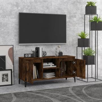 TV Cabinet with Metal Legs Smoked Oak 103.5x35x50 cm