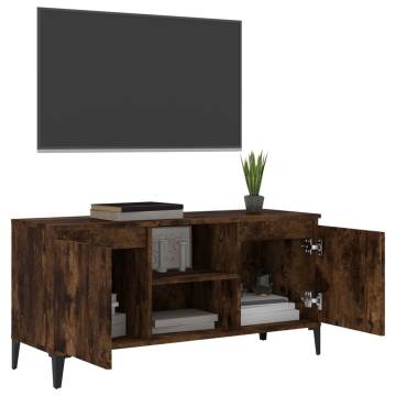 TV Cabinet with Metal Legs Smoked Oak 103.5x35x50 cm