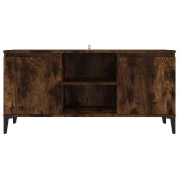 TV Cabinet with Metal Legs Smoked Oak 103.5x35x50 cm