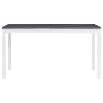 Dining Table White and Grey 140x70x73 cm Pinewood