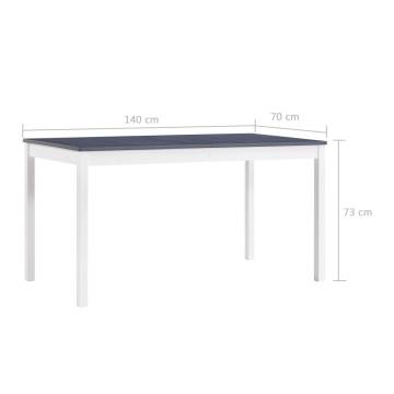 Dining Table White and Grey 140x70x73 cm Pinewood