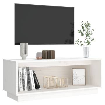 TV Cabinet White 90x35x35 cm Solid Wood Pine