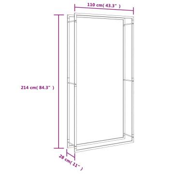 Firewood Rack 110x28x214 cm Stainless Steel