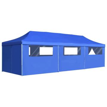 Folding Pop-up Party Tent with 8 Sidewalls 3x9 m Blue