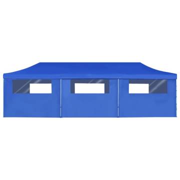 Folding Pop-up Party Tent with 8 Sidewalls 3x9 m Blue