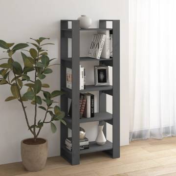 Book Cabinet/Room Divider Grey 60x35x160 cm Solid Wood