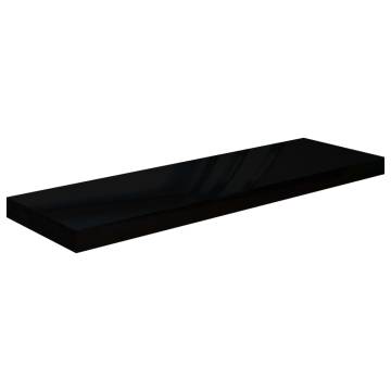 Floating Wall Shelves 2 pcs High Gloss Black 80x23.5x3.8 cm MDF