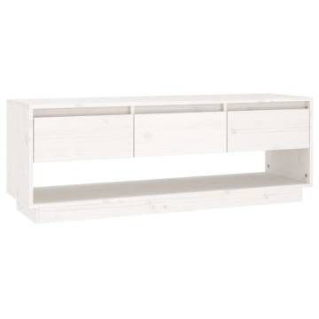 TV Cabinet White 110.5x34x40 cm Solid Wood Pine