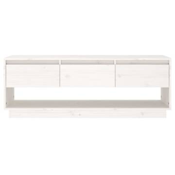 TV Cabinet White 110.5x34x40 cm Solid Wood Pine