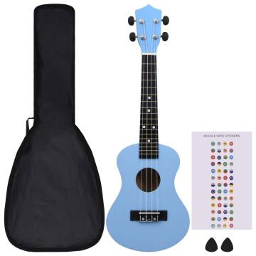 Soprano Ukulele Set with Bag for Kids Baby Blue 23"