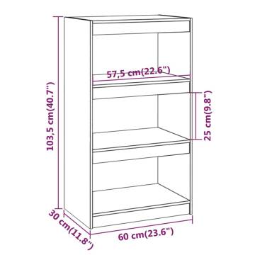 Book Cabinet/Room Divider Black 60x30x103.5 cm Solid Wood Pine