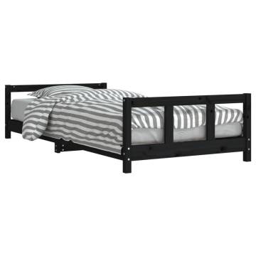 Kids Bed Frame Black 90x190 cm Solid Wood Pine