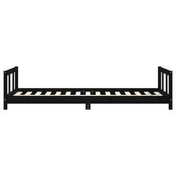 Kids Bed Frame Black 90x190 cm Solid Wood Pine