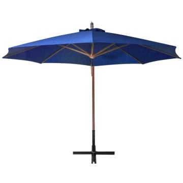 Hanging Parasol with Pole Azure Blue 3.5x2.9 m Solid Fir Wood