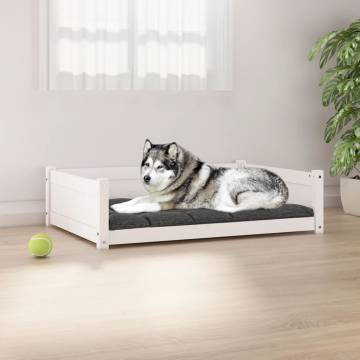 Dog Bed White 105.5x75.5x28 cm Solid Pine Wood