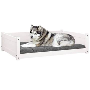 Dog Bed White 105.5x75.5x28 cm Solid Pine Wood