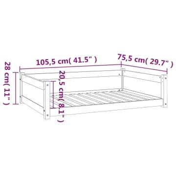 Dog Bed White 105.5x75.5x28 cm Solid Pine Wood