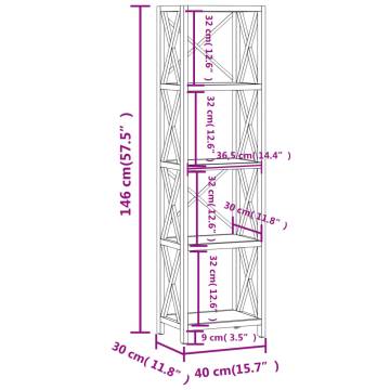 5-Tier Shelf 40x30x146 cm Solid Wood Oak