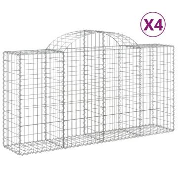 Arched Gabion Baskets 4 pcs 200x50x100/120 cm Galvanised Iron