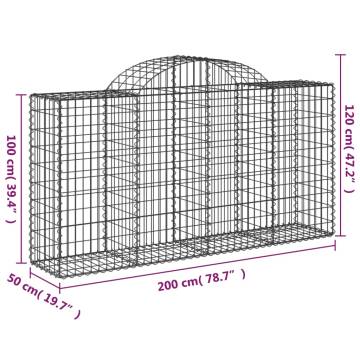 Arched Gabion Baskets 4 pcs 200x50x100/120 cm Galvanised Iron