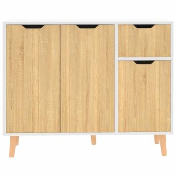 Sideboard White and Sonoma Oak 90x30x72 cm Engineered Wood