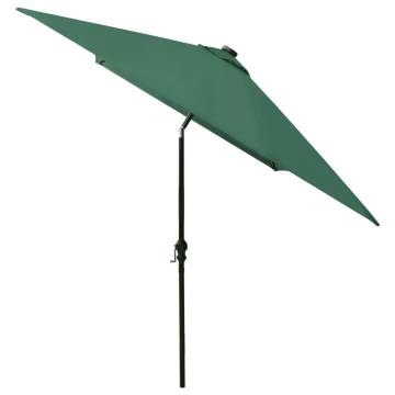 Parasol with LEDs and Steel Pole Green 2x3 m