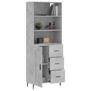 Highboard Concrete Grey 69.5x34x180 cm Engineered Wood