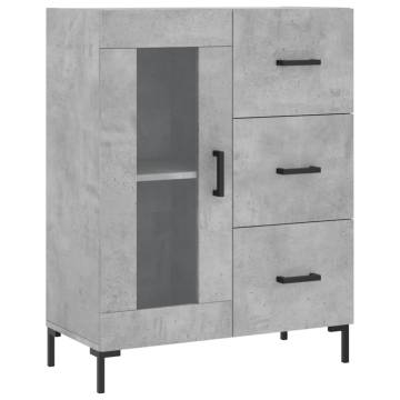 Highboard Concrete Grey 69.5x34x180 cm Engineered Wood