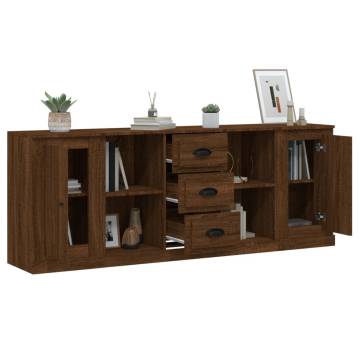 Sideboards 3 pcs Brown Oak Engineered Wood