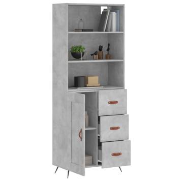 Highboard Concrete Grey 69.5x34x180 cm Engineered Wood