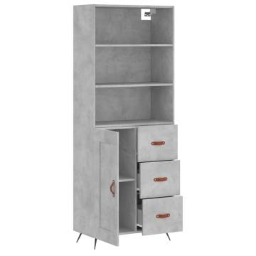 Highboard Concrete Grey 69.5x34x180 cm Engineered Wood